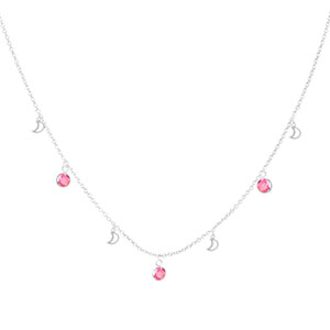 Collar Circones Rosados Y Lunas 