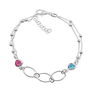 Pulsera Ovalados Circón Celeste Y Rosado 