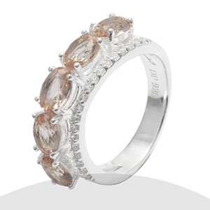 Anillo Plata 925 Cristal Ambar