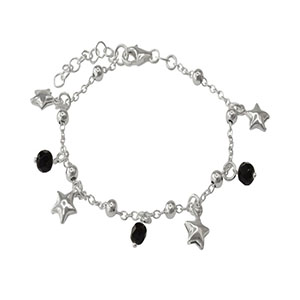 Pulsera Estrellas Bolitas Y Circones Fantasía Negros