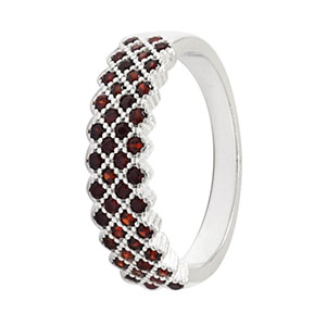 Anillo Malla Con Circones Rojos 