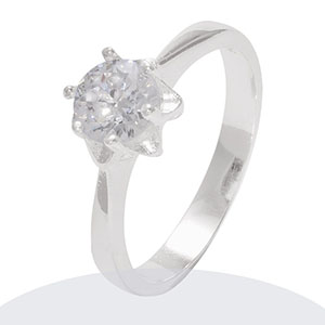 Anillo Solitario Cristal Canastillo Flor 