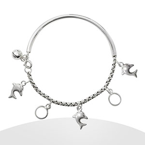 Pulsera Semi Rígida Con Delfines 