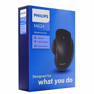 Mouse Inalámbrico Philips ergonómico SPK7624 Negro